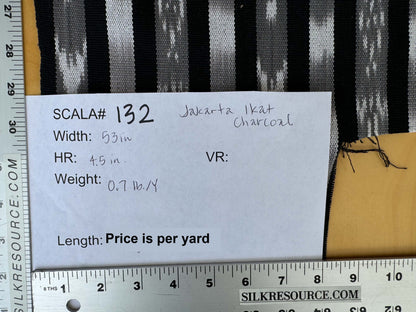 by yard Scalamandre Jakarta Ikat Stripe Charcoal Black Gray White Asian Ikat Warp Print MSRP USD 138/Y