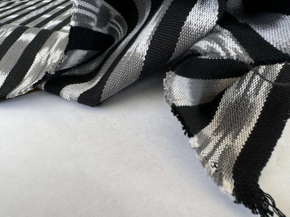 by yard Scalamandre Jakarta Ikat Stripe Charcoal Black Gray White Asian Ikat Warp Print MSRP USD 138/Y