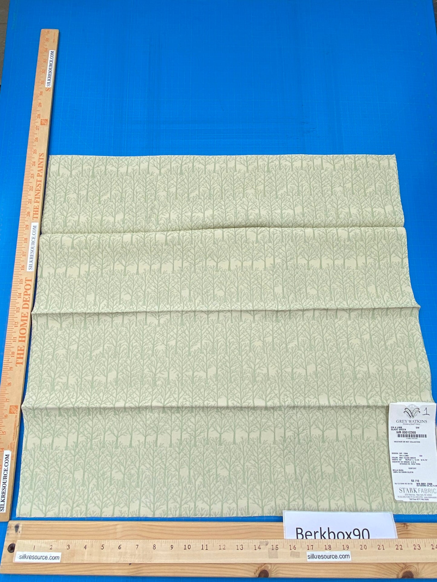 28 Berkbox90 Square Jacquard by Grey Watkins On a Limb Green Botanical Foliage MSRP USD158/y