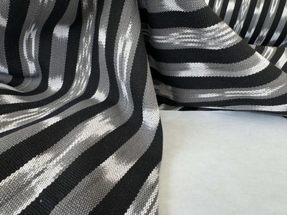 by yard Scalamandre Jakarta Ikat Stripe Charcoal Black Gray White Asian Ikat Warp Print MSRP USD 138/Y