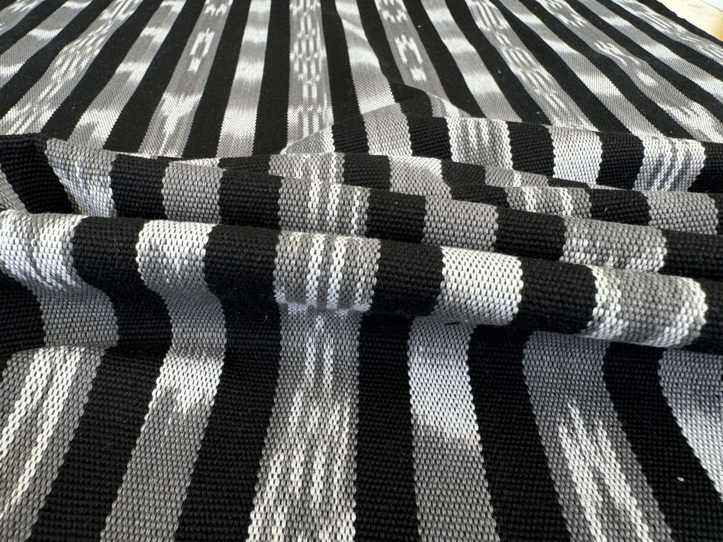 by yard Scalamandre Jakarta Ikat Stripe Charcoal Black Gray White Asian Ikat Warp Print MSRP USD 138/Y
