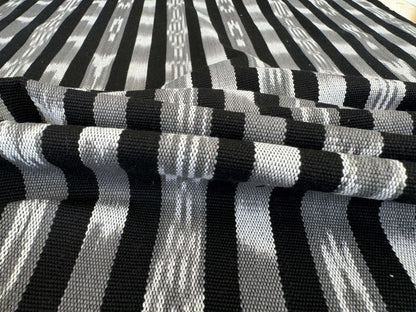 by yard Scalamandre Jakarta Ikat Stripe Charcoal Black Gray White Asian Ikat Warp Print MSRP USD 138/Y