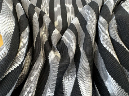 by yard Scalamandre Jakarta Ikat Stripe Charcoal Black Gray White Asian Ikat Warp Print MSRP USD 138/Y
