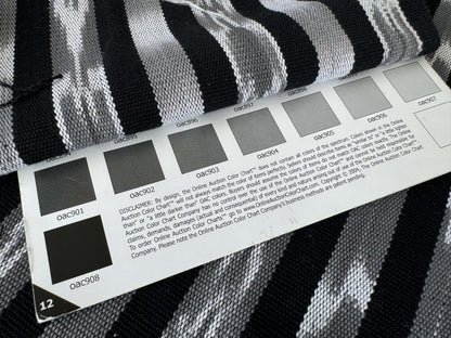 by yard Scalamandre Jakarta Ikat Stripe Charcoal Black Gray White Asian Ikat Warp Print MSRP USD 138/Y