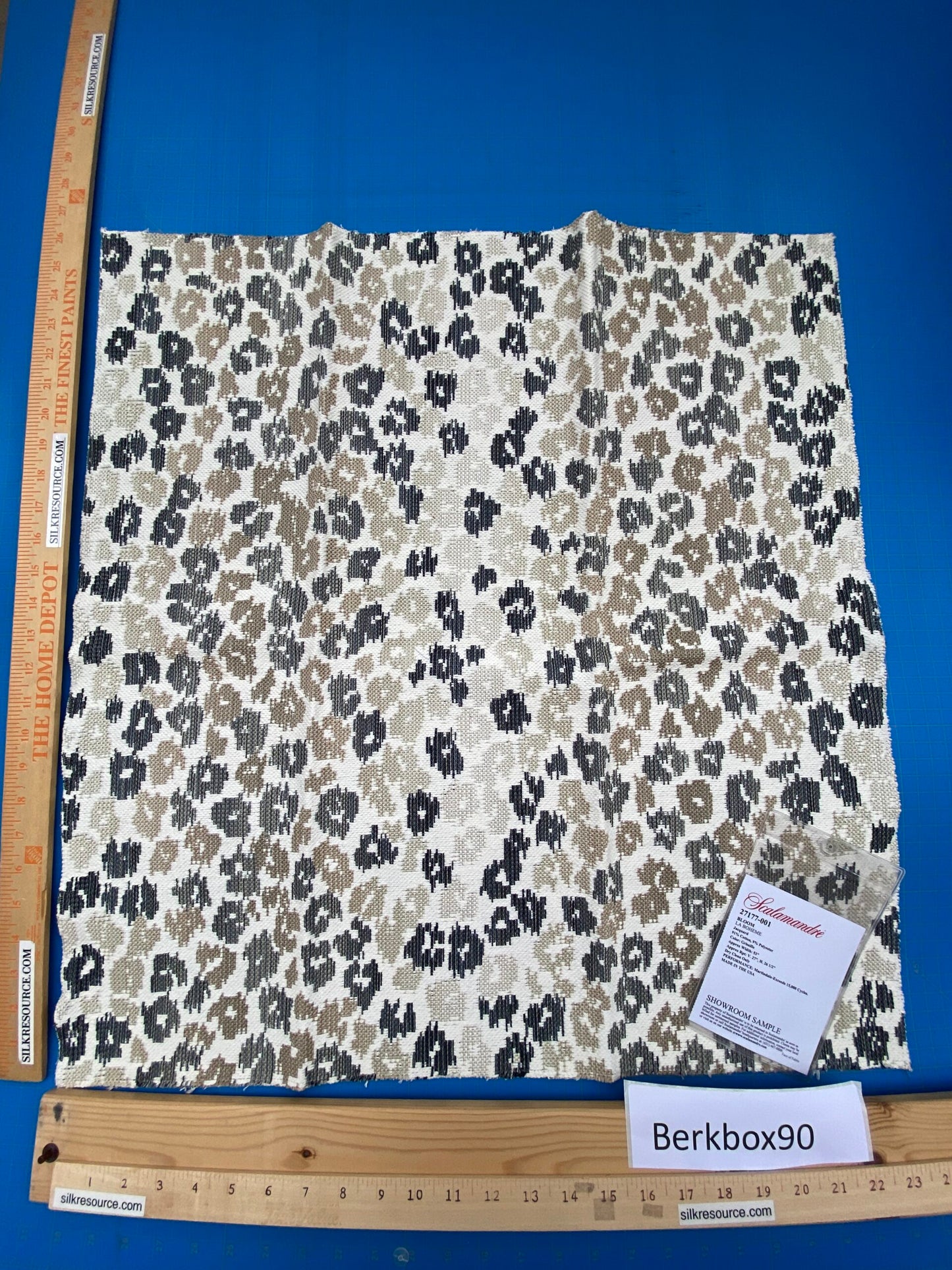 31 Berkbox90 Square Jacquard by Scalamandre Bloom Grisaille Black Beige White Small Scale Dots MSRP USD300+/y