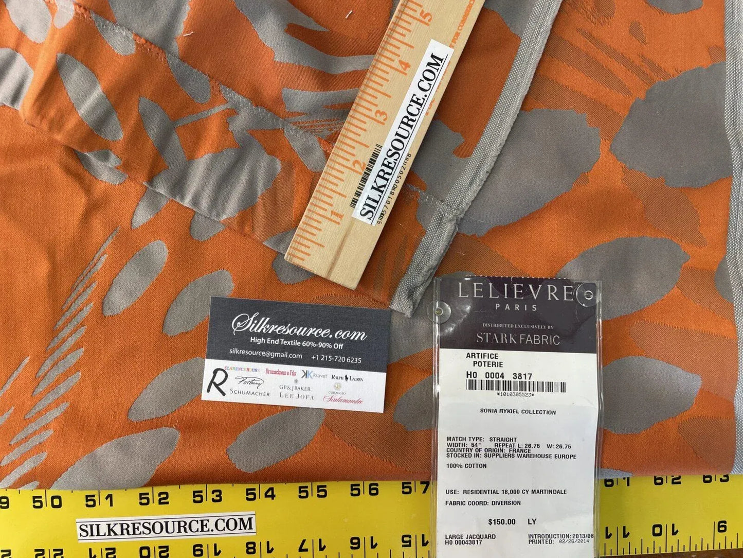 9 Boxs Scalamandre Artifice Poterie Spotted Gray And Orange Large Jacquard 2.4 Yds MSRP USD 300/yd