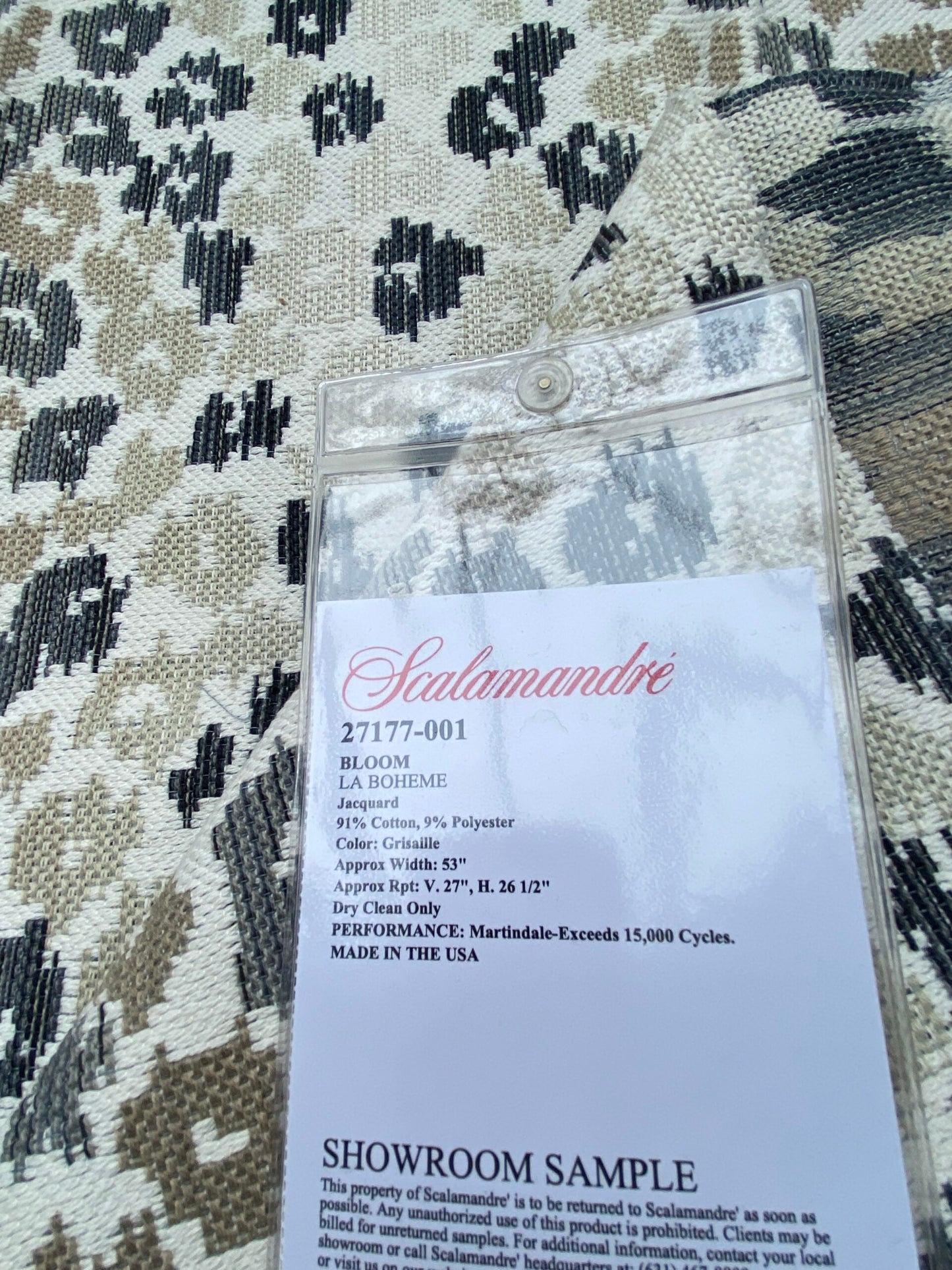 31 Berkbox90 Square Jacquard by Scalamandre Bloom Grisaille Black Beige White Small Scale Dots MSRP USD300+/y