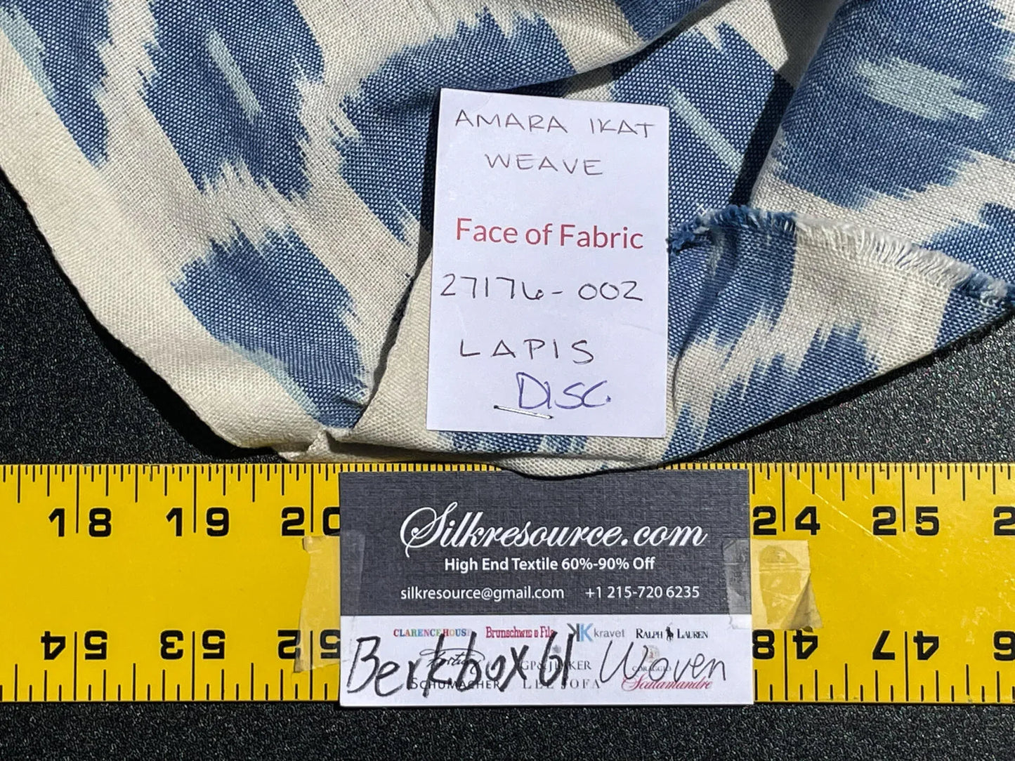5 Berkbox61 1.4 yard Scalamandre AMARA IKAT WEAVE Blue White MSRP USD 150/y