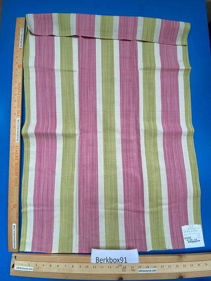 2 Berkbox91 Square Jacquard by Old World Weavers Three Rivers Watermelon Stripe Green Pink Cotton 39"L x 27"W  MSRP USD 300+/y