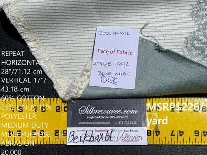 9 Berkbox61 1.4 yard Scalamandre JOSEPHINE Blue Mist Embroidery Light Blue MSRP USD226/y