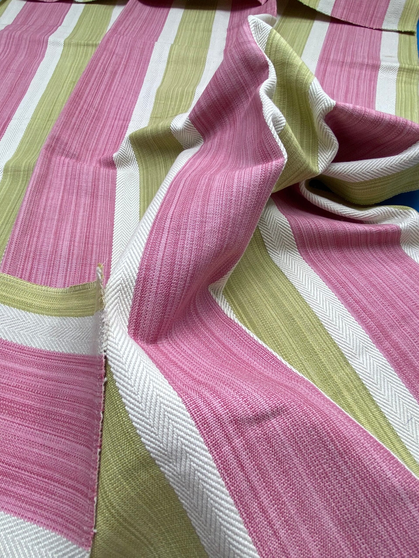 2 Berkbox91 Square Jacquard by Old World Weavers Three Rivers Watermelon Stripe Green Pink Cotton 39"L x 27"W  MSRP USD 300+/y