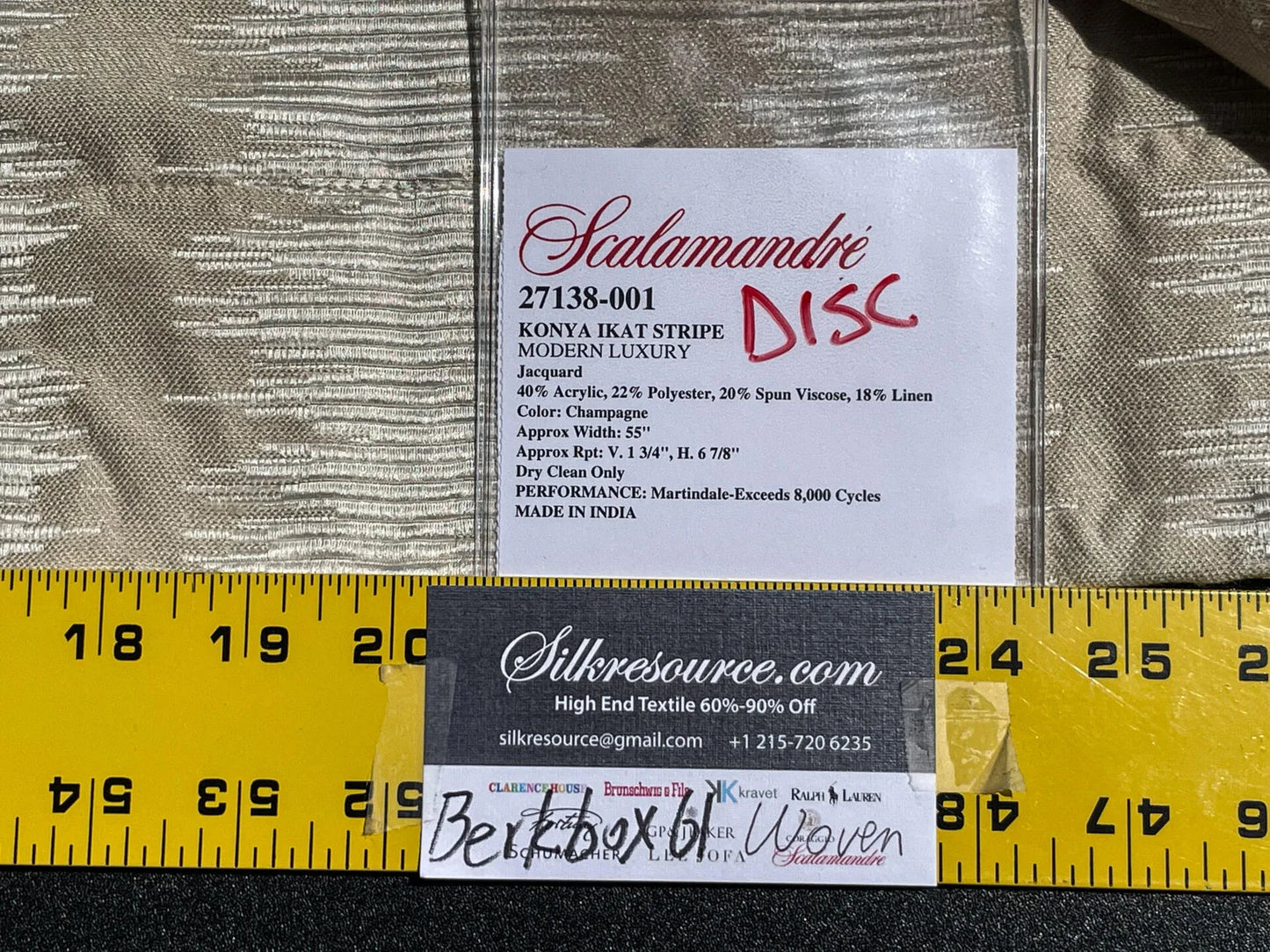 10 Berkbox61 1.2 yard Scalamandre KONYA IKAT STRIPE Jacquard Beige MSRP USD198/y