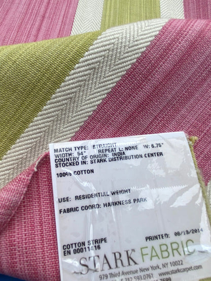 4 Berkbox91 Square Jacquard by Old World Weavers Three Rivers Watermelon Stripe Green Pink Cotton MSRP USD 300+/y