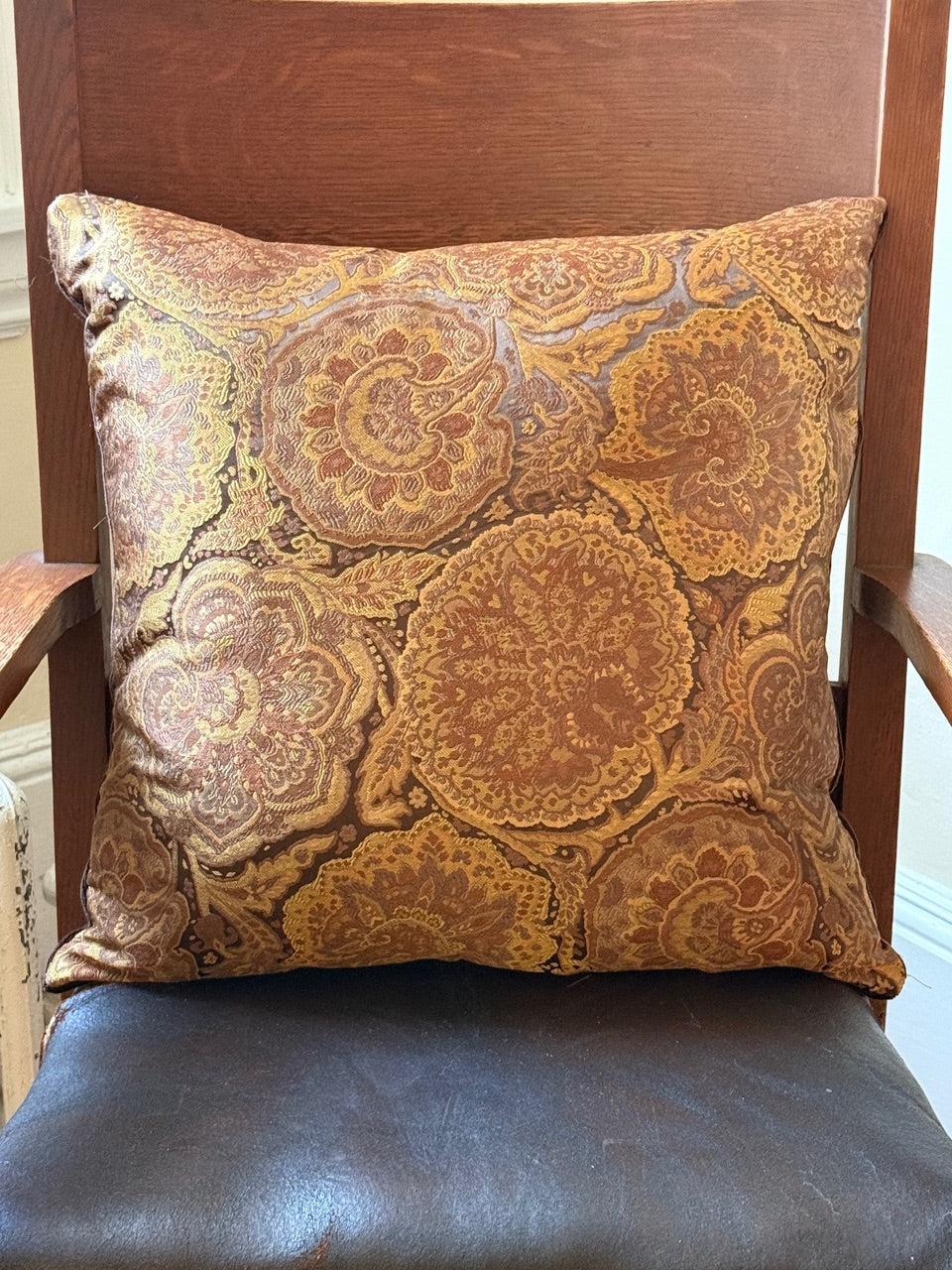 100%silk Lampas Rich "java"brown Gold Kaleidoscope MSRP USD 300/y