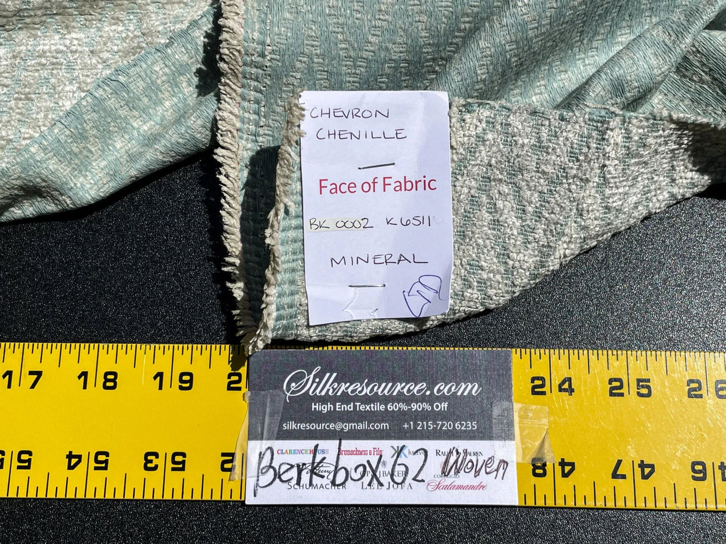 3 Berkbox62 1.5 yard Scalamandre CHEVRON CHINELLE Mineral Light Green  MSRP USD246/y