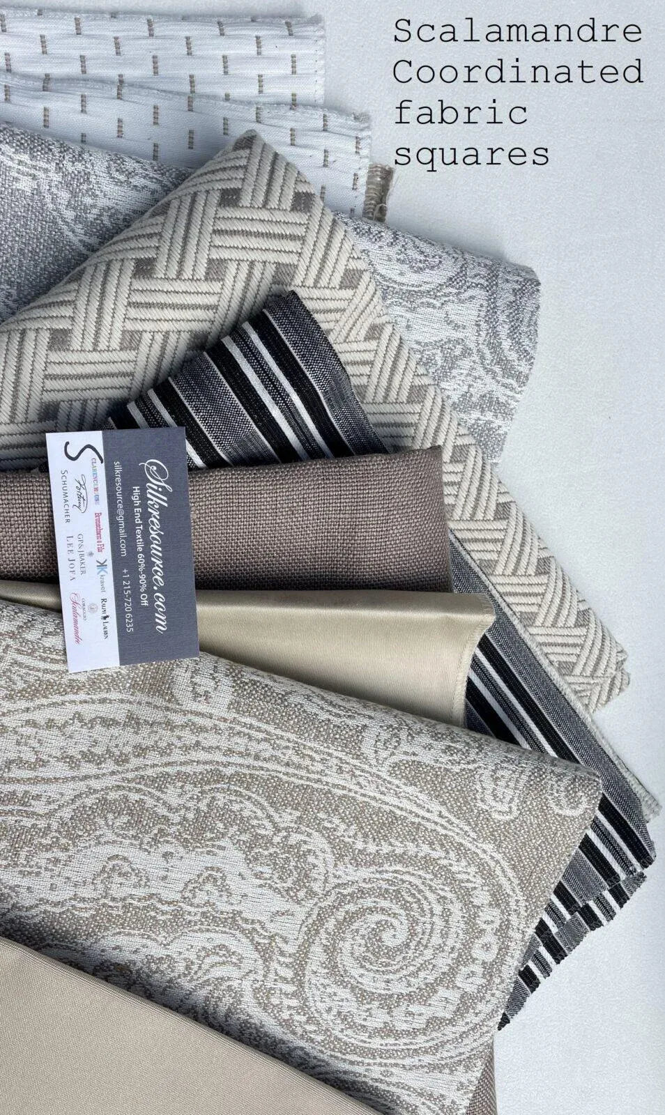 5 Boxs Scalamandre Square Coordinating Outdoors Groups Gray White Blend 8 Pieces