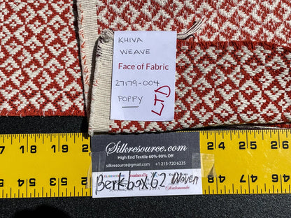 4 Berkbox62 1.5 yard Scalamandre KHIVA WEAVE Poppy Red White MSRP USD180/y