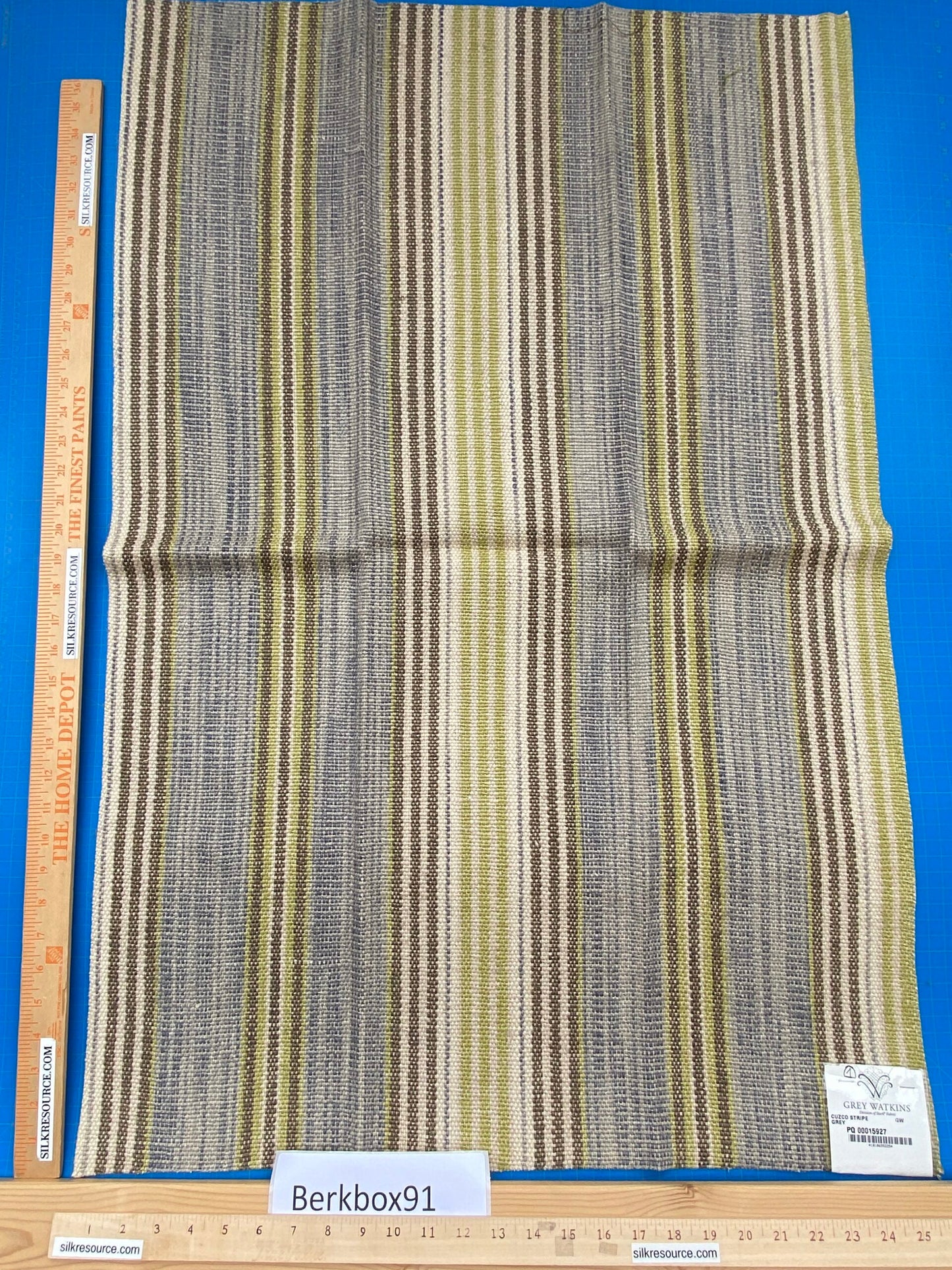 9 Berkbox91 Square Jacquard by Grey Watkins Cuzco Stripe Grey Brown Green Beige MSRP USD262/y