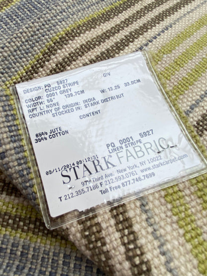 9 Berkbox91 Square Jacquard by Grey Watkins Cuzco Stripe Grey Brown Green Beige MSRP USD262/y