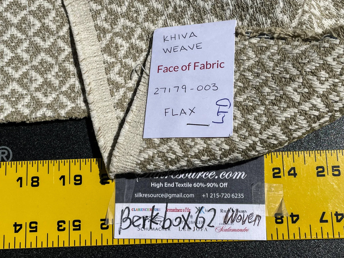 5 Berkbox62 1.5 yard Scalamandre KHIVA WEAVE Flax Beige MSRP USD180/y