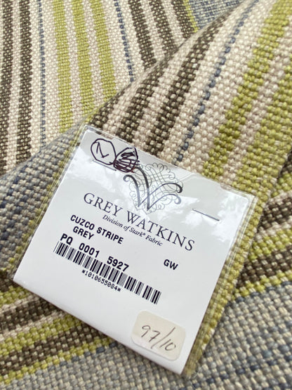 11 Berkbox91 Square Jacquard by Grey Watkins Cuzco Stripe Grey Brown Green Beige MSRP USD262/y