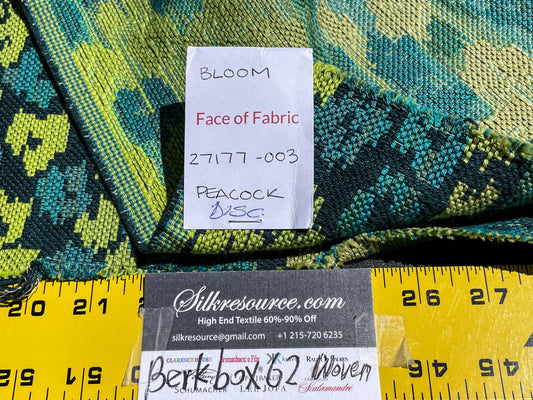 8 Berkbox62 1.3 yard Scalamandre BLOOM Peacock Cotton Jacquard Green Blue Yellow Wild Flower