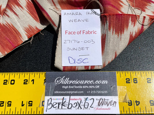 11 Berkbox62 1.5 yard Scalamandre AMARA IKAT WEAVE Sunset Red Cotton MSRP USD 150/y