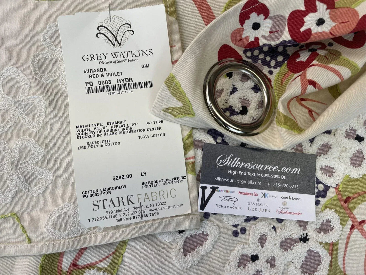 7 Boxv Scalamandre Square Showroom Sample 1.3 Yard Miranda Red & Violet MSRP USD646/Yard