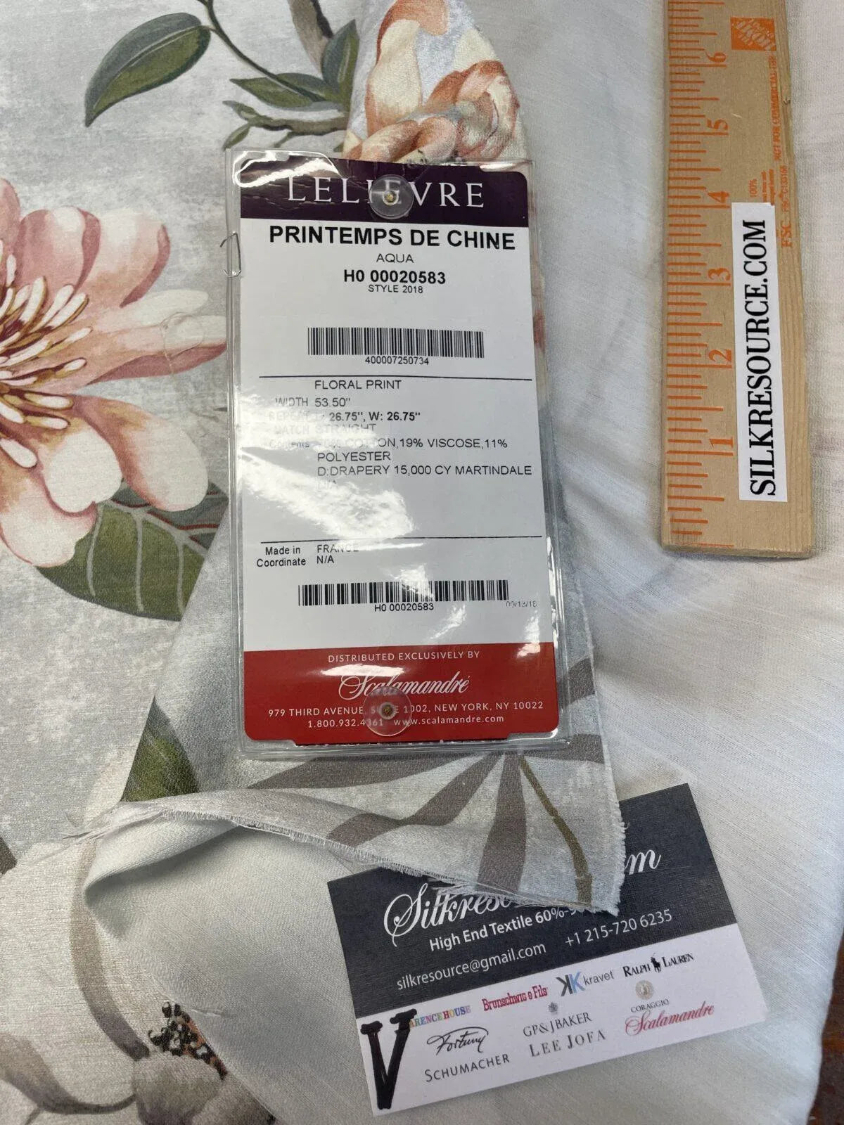 8 Boxv Scalamandre Square Showroom Sample 1.3 Yard Printemps De Chine Aqua MSRP USD 674/yard