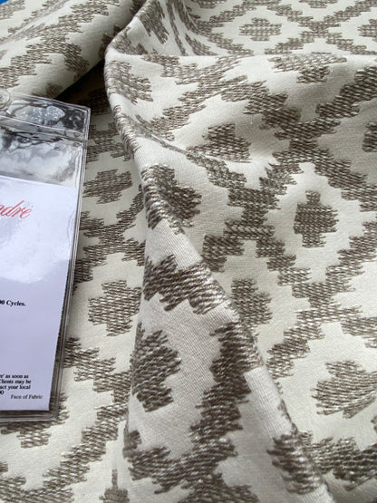 19 Berkbox91 Square Jacquard by Scalamandre Malay Ikat Weave Flax Beige White Cream Diamond Ogee Ikat MSRP USD 314/y