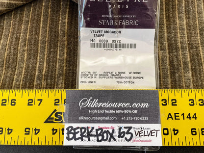 8 Berkbox63 2.4 yard Scalamandre VELVET MOGADOR TAUPE Strie Texture Brown MSRP USD208