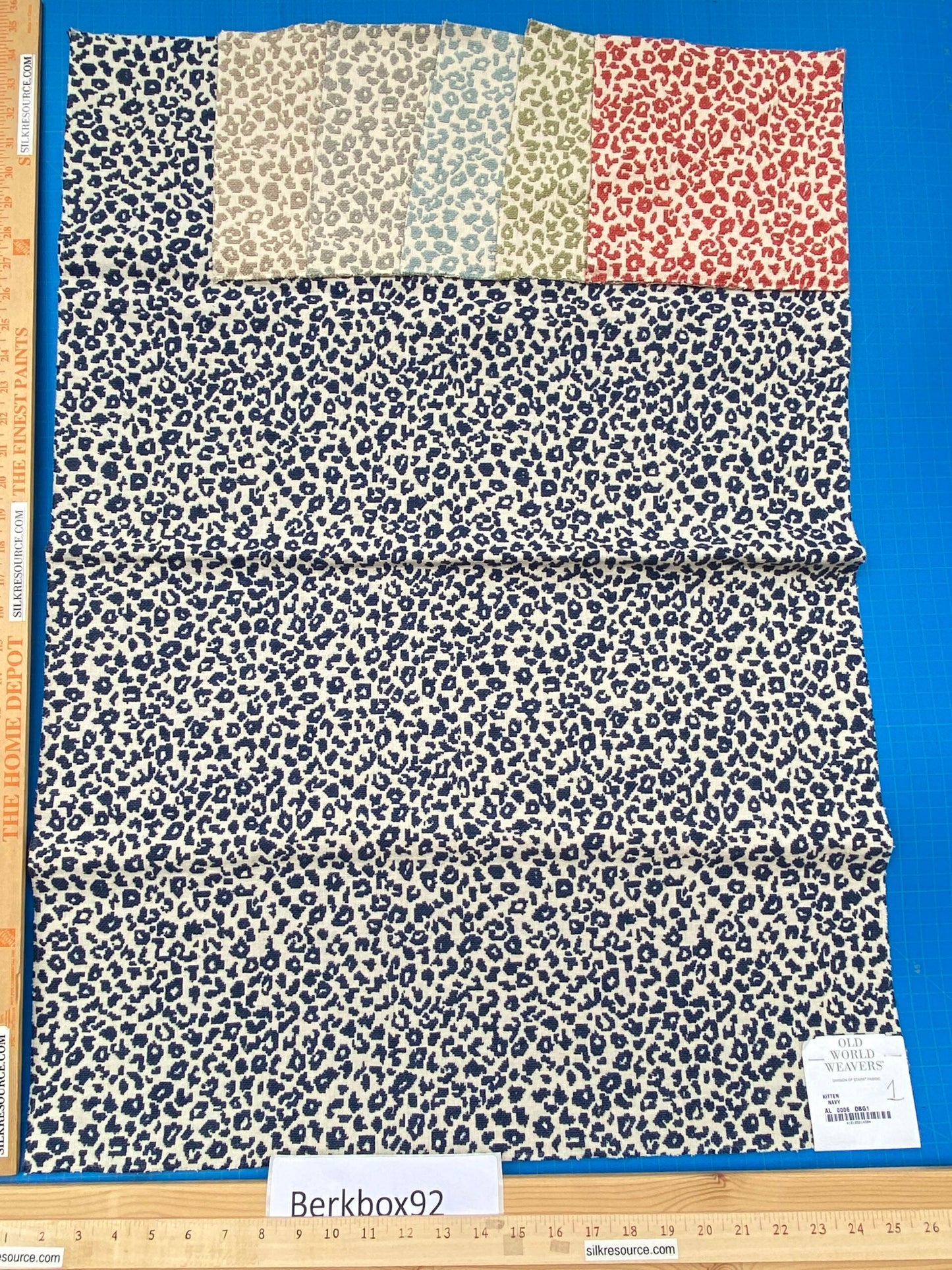 1 Berkbox92 Square Jacquard by Old World Weavers Kitten Navy Blue White Abstract Small Scale MSRP USD300+/y