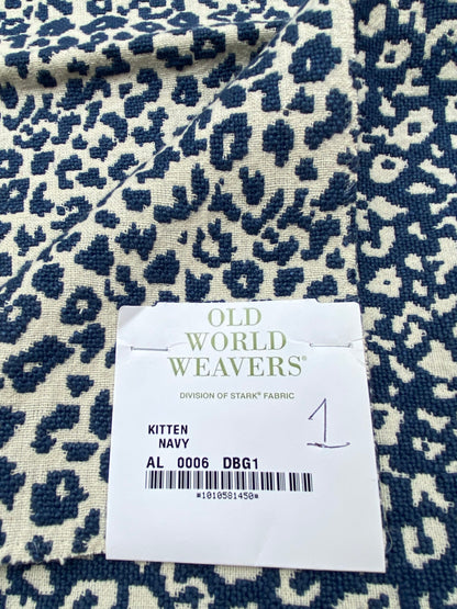 1 Berkbox92 Square Jacquard by Old World Weavers Kitten Navy Blue White Abstract Small Scale MSRP USD300+/y