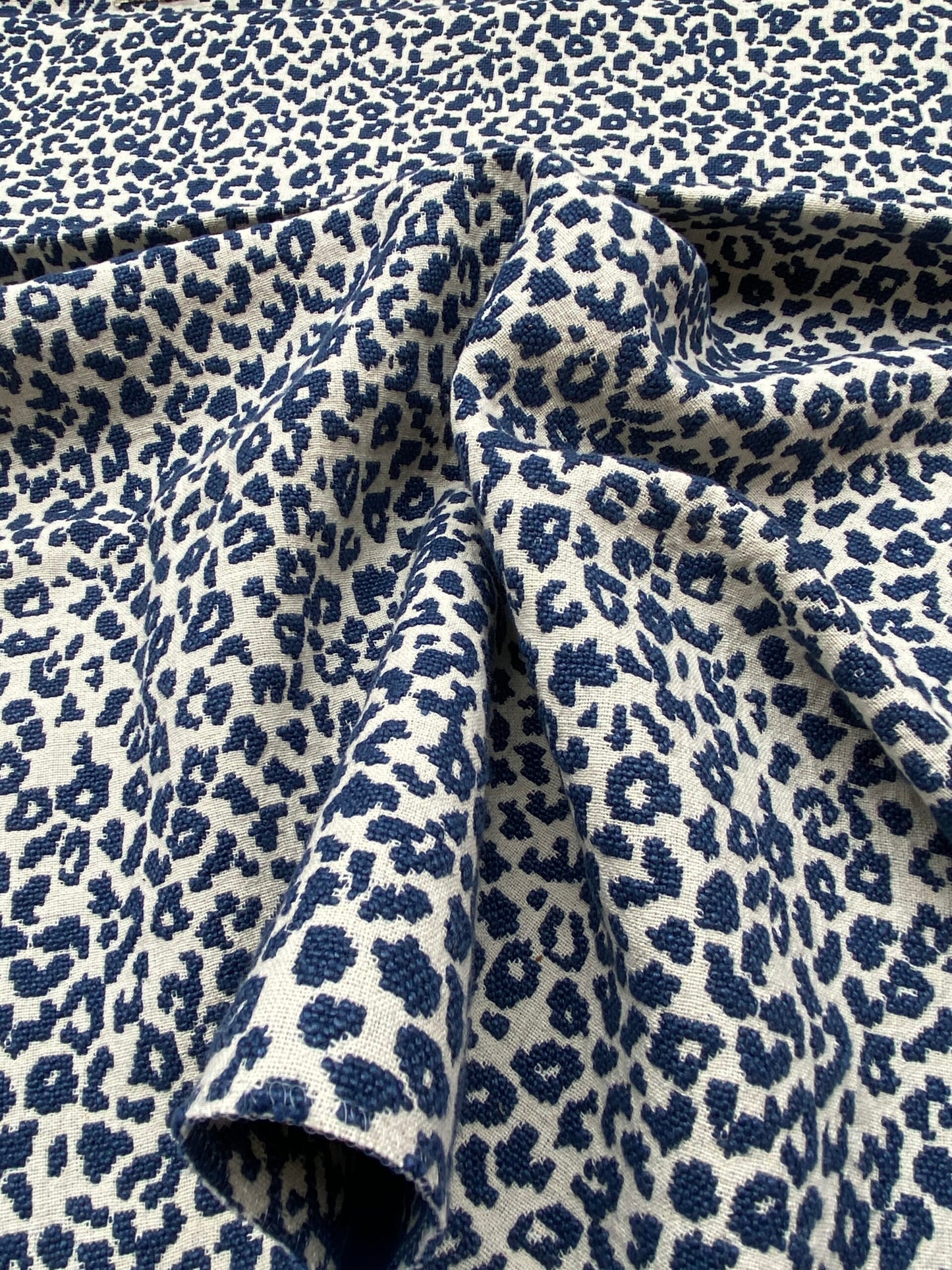 1 Berkbox92 Square Jacquard by Old World Weavers Kitten Navy Blue White Abstract Small Scale MSRP USD300+/y