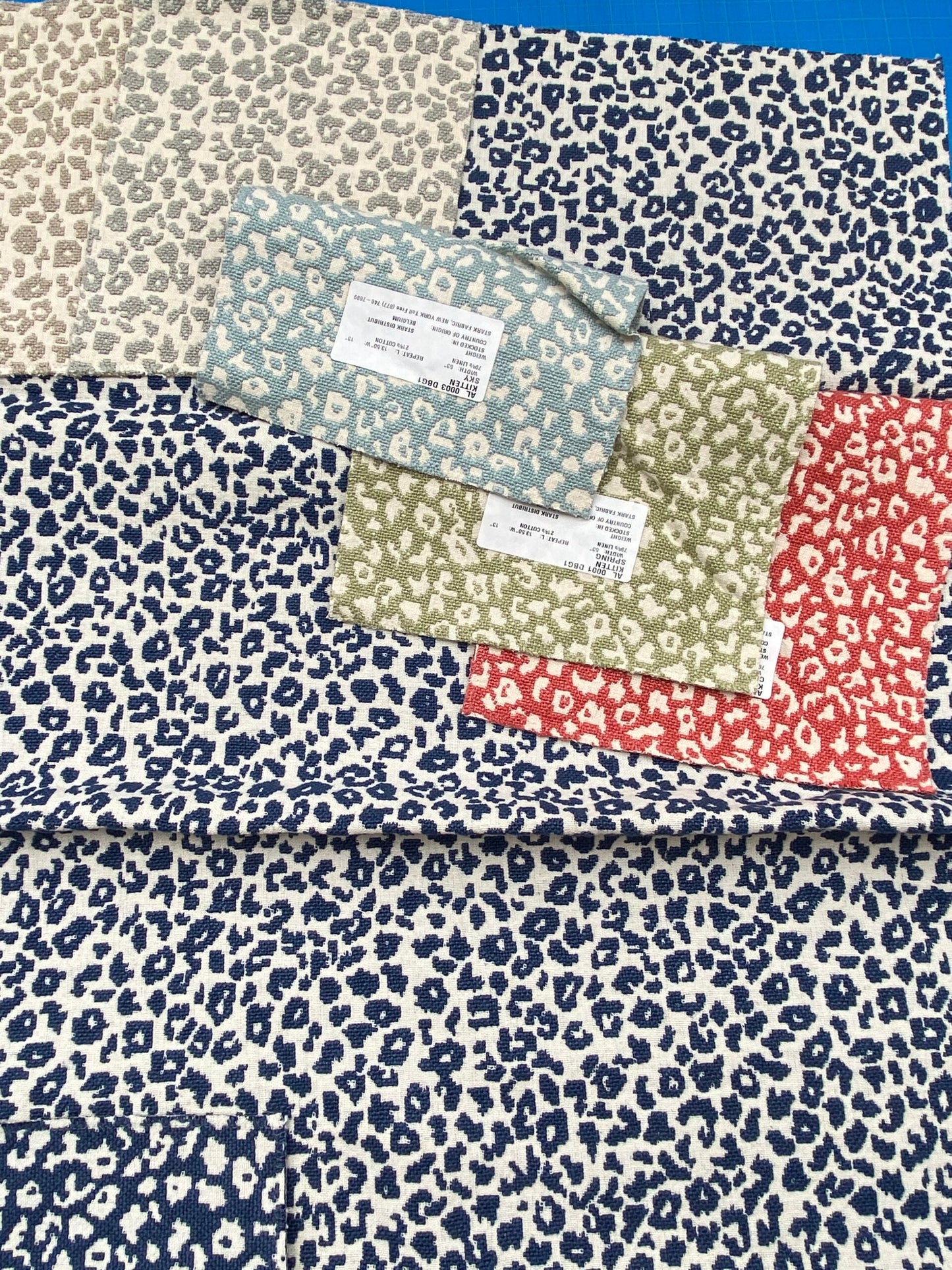 1 Berkbox92 Square Jacquard by Old World Weavers Kitten Navy Blue White Abstract Small Scale MSRP USD300+/y