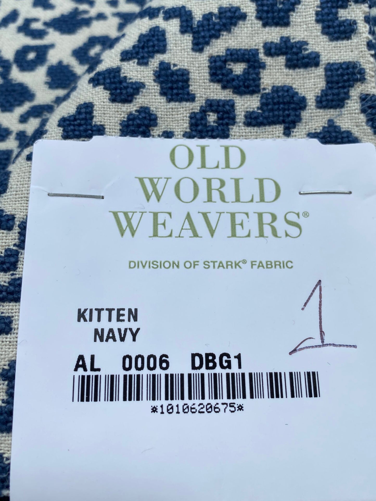 2 Berkbox92 Square Jacquard by Old World Weavers Kitten Navy Blue White Abstract Small Scale MSRP USD300+/y