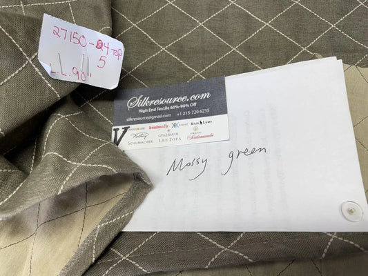 19 Boxv Scalamandre Square Showroom Sample 1.2 Yard Mossy Green Squares