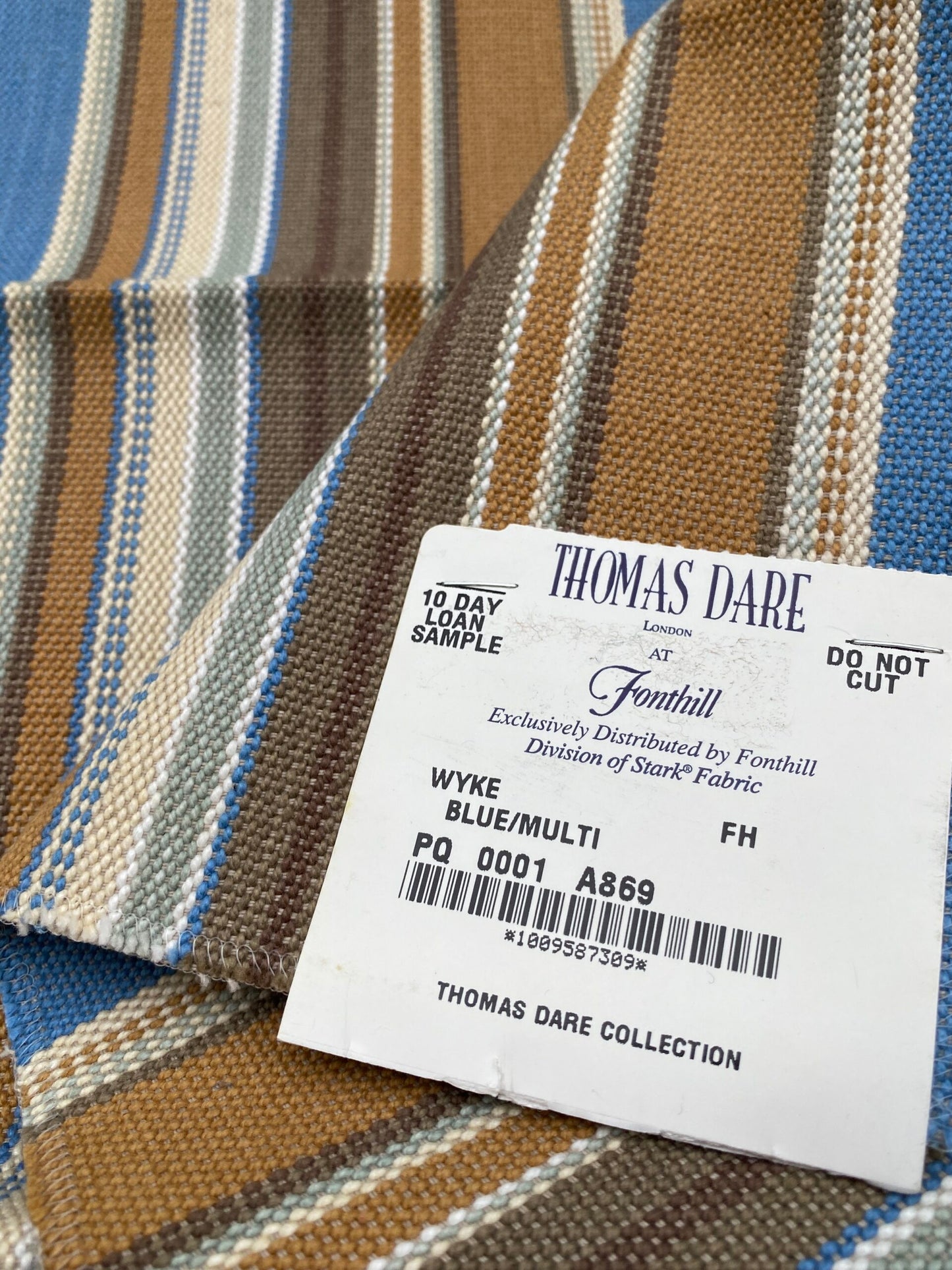 3 Berkbox92 Square Jacquard by Fonthill Wyke Blue/multi Brown White Aqua Heavy Cotton Stripe MSRP USD 132/y