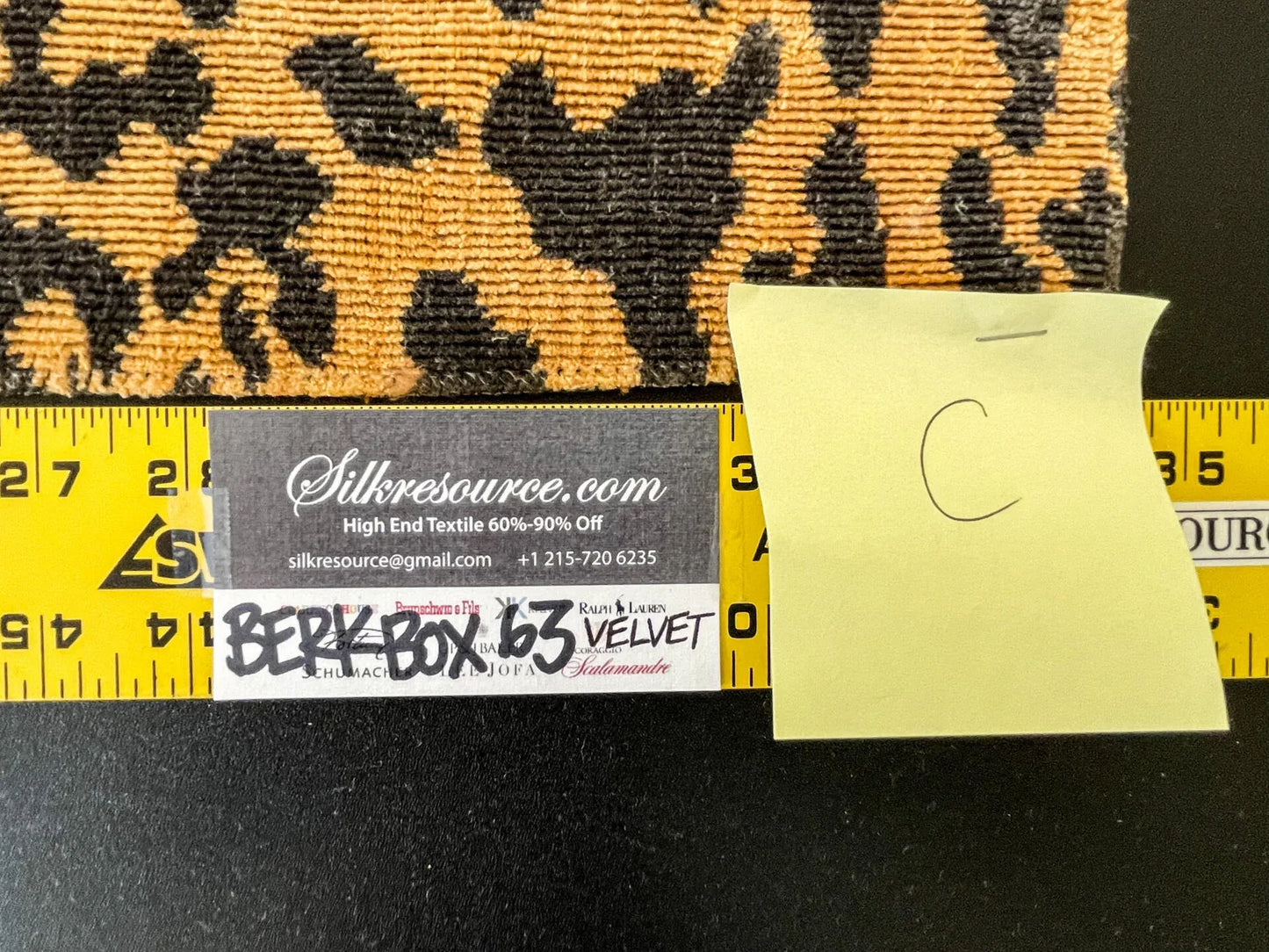 13 Berkbox63 27"x1.2yard Scalamandre Old World Weavers Leopard Velvet Piccolo  Linen Hiend Animal skin Cheetah Orange Black Velvet MSRP USD 500+/yard