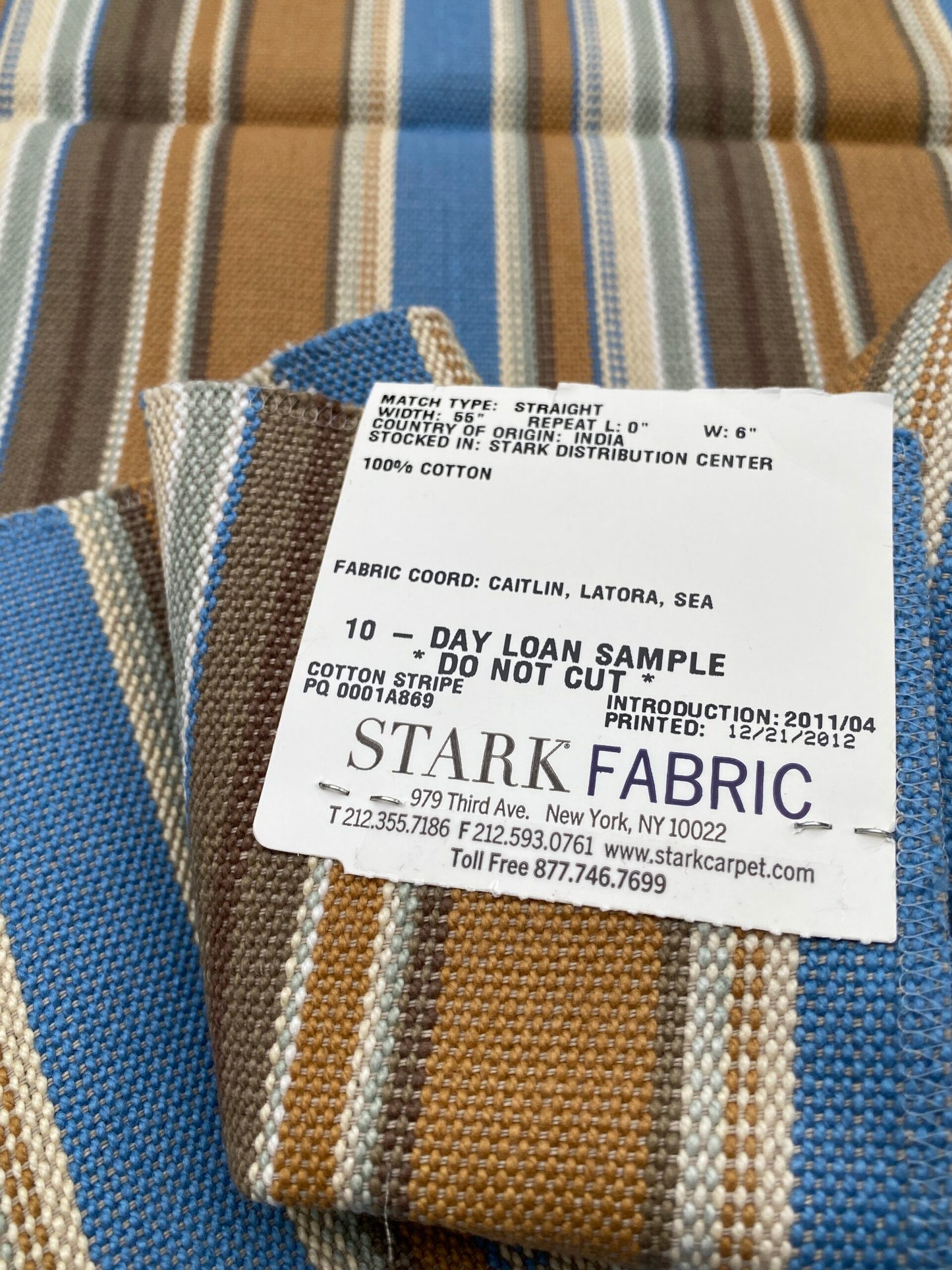 3 Berkbox92 Square Jacquard by Fonthill Wyke Blue/multi Brown White Aqua Heavy Cotton Stripe MSRP USD 132/y