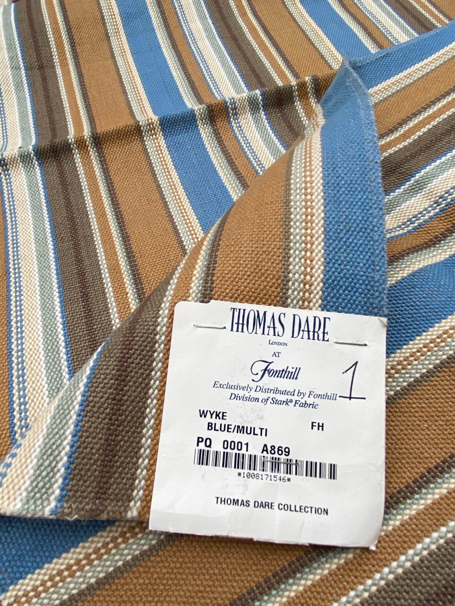 4 Berkbox92 Square Jacquard by Fonthill Wyke Blue/multi Brown White Aqua Heavy Cotton Stripe MSRP USD 132/y