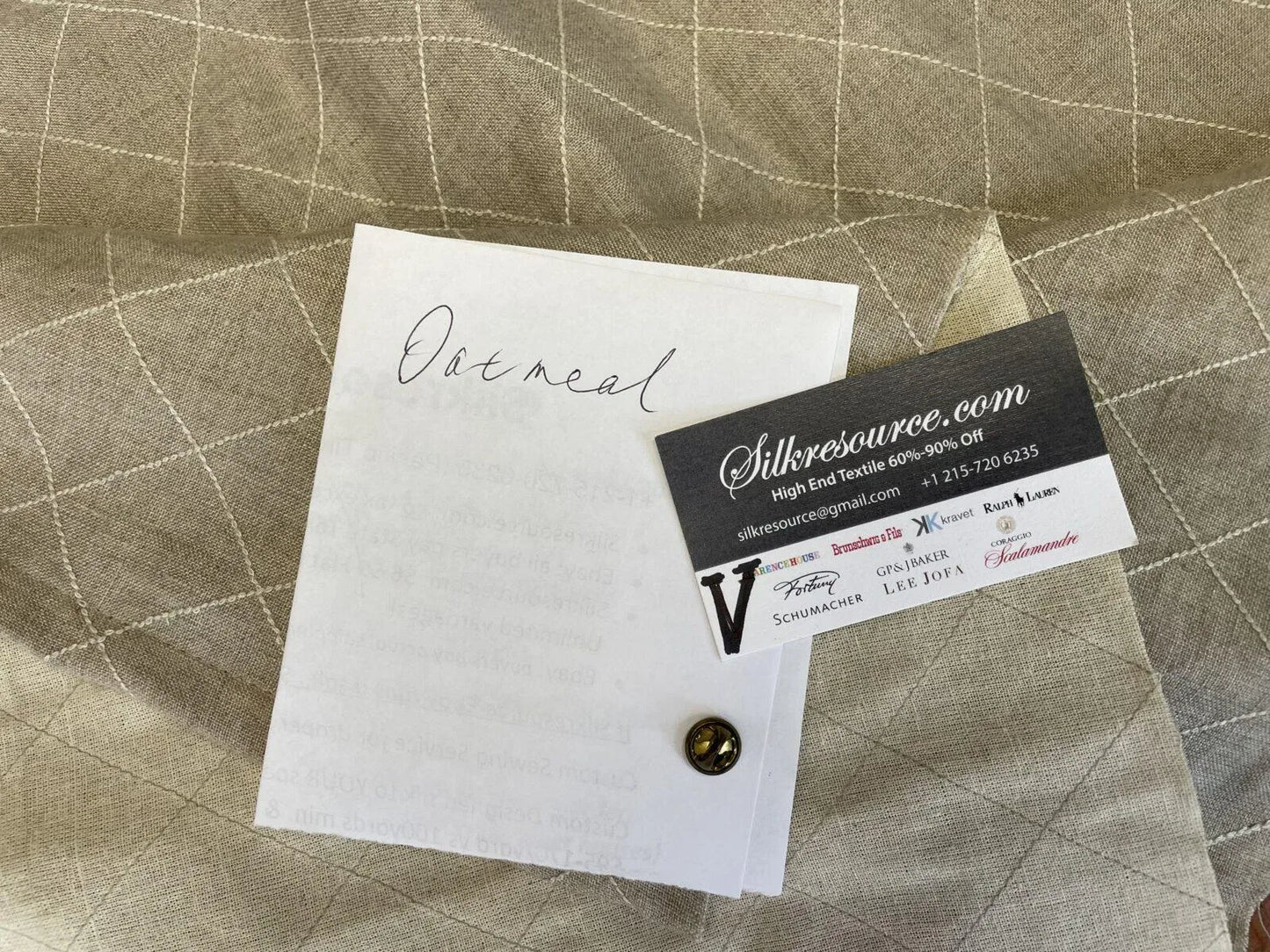 21 Boxv Scalamandre Square Showroom Sample 1.1 Yard Oatmeal Squares