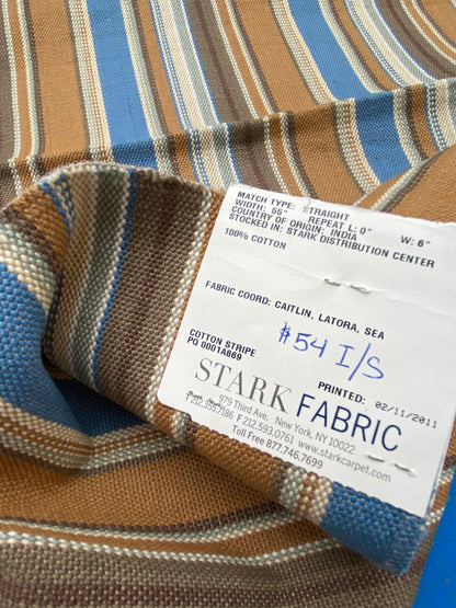 4 Berkbox92 Square Jacquard by Fonthill Wyke Blue/multi Brown White Aqua Heavy Cotton Stripe MSRP USD 132/y