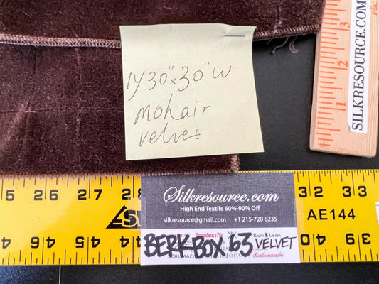 16 Berkbox63 30"x1yard Scalamandre Mohair Velvet Plain Brown