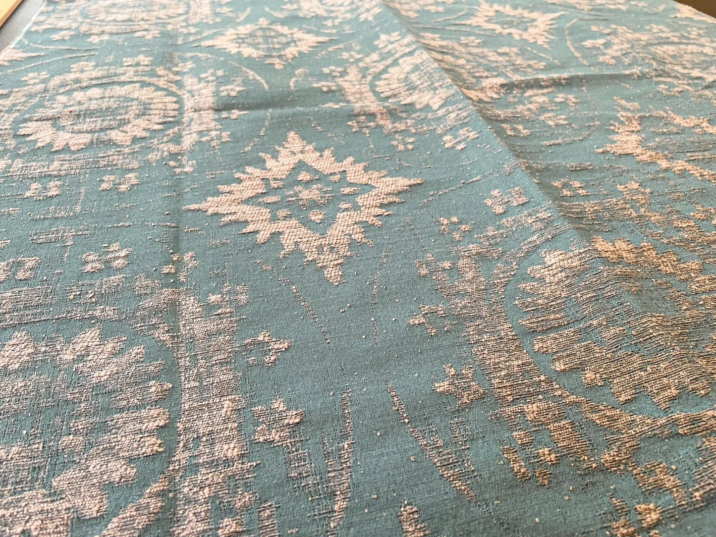 4 Berkbox65 27"x27" Square Scalamandre MANDALA Green on Gray Medallion MSRP USD258/y