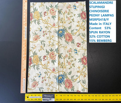 6 Berkbox65 17"x27" Scalamandre STUPINIGI White Chinoiserie Peony Lampas Floral MSRP USD418/y