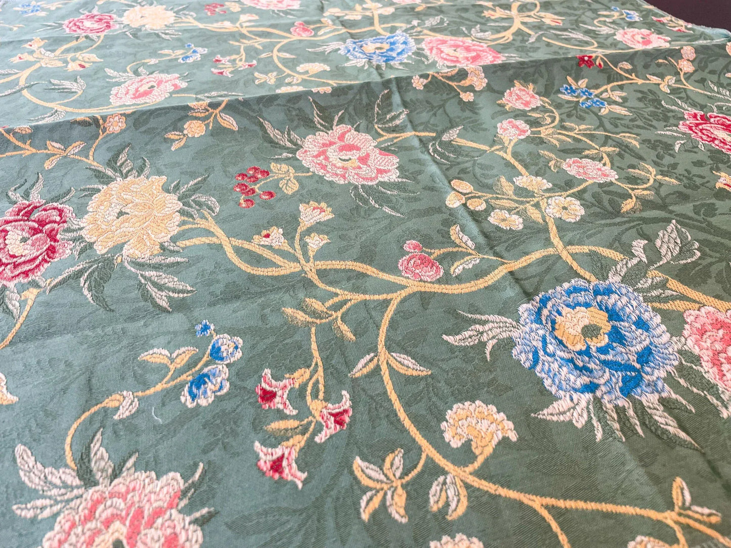 7 Berkbox65 27"x27" Scalamandre STUPINIGI Green Chinoiserie Peony Lampas Floral MSRP USD418/y