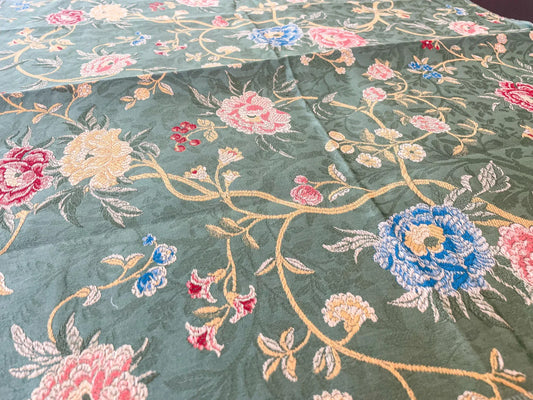 7 Berkbox65 27"x27" Scalamandre STUPINIGI Green Chinoiserie Peony Lampas Floral MSRP USD418/y