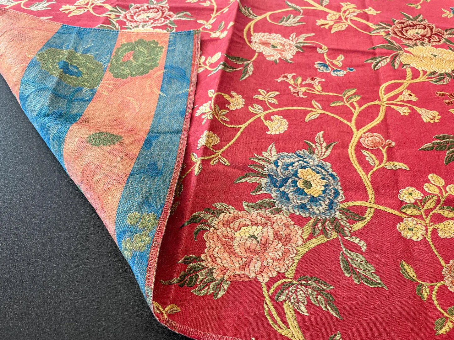 13 Berkbox65 SQUARE Scalamandre STUPINIGI Red Chinoiserie Peony Lampas Floral MSRP USD418/y