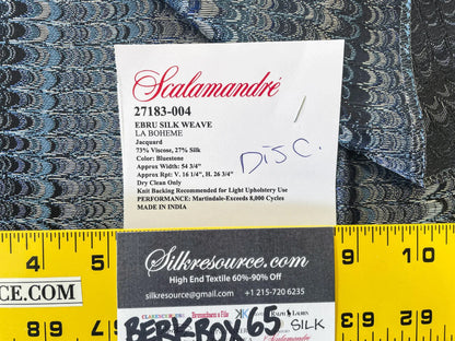 17 Berkbox65 SQUARE 27"x27" Scalamandre Ebru Silk Weave Bluestone Marbled Paper Silk Jacquard Texture Deep Blue Black Ocean MSRP USD 424/Y